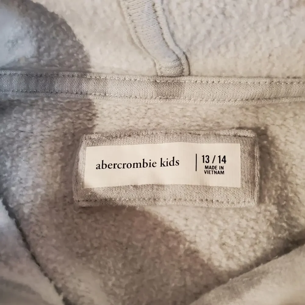 Abercrombie Kids Embroidered Hoodie Sweatshirt Size 13/14 Gray Tie Dye Print